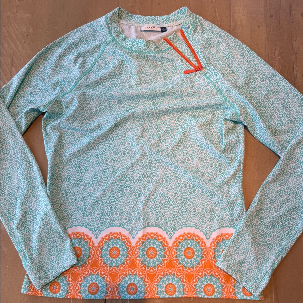 Cabana Life Teal Patterned Top